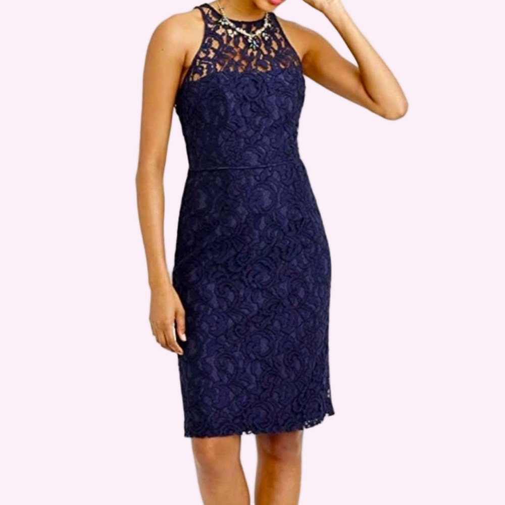 J. Crew Elegant Navy blue Pamela Leaver Lace Dress. Women’s size 2